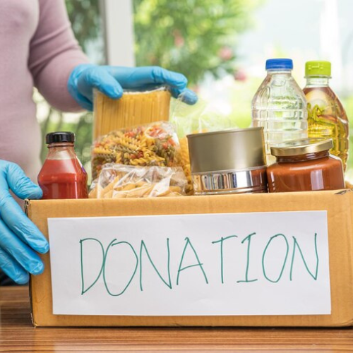 Food donation box with groceries